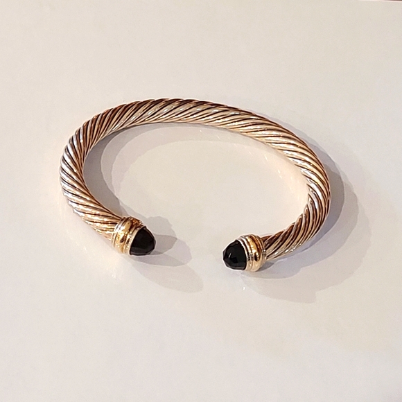 David Yurman Jewelry - David Yurman Cable Classic 925 Sterling Silver 14k Gold Faceted Black Onyx